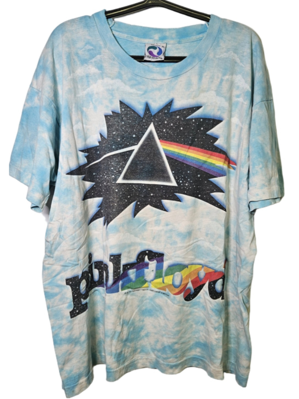 Vintage 1994 Liquid Blue Pink Floyd Dark Side Moon Tie Dye XL Single Stitch